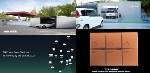  * 중국 니오(NIO, 蔚来)社 방식-국영 석유‧가스 회사 SINOPEC社와 협력체계 구축(좌), 닝더스다이(CATL, 宁德时代)社 방식- 원하는 양의 배터리 블록을 간편하게 교체 (우)