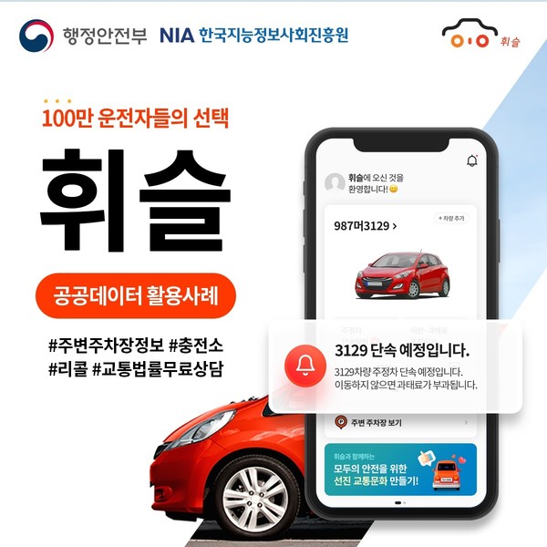  * 휘슬이 행정안전부∙한국지능정보사회진흥원(NIA)가 선정하는 공공데이터 활용 우수 사례로 소개됐다