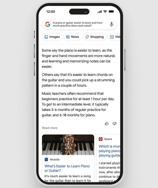 구글의 검색에서 인공지능(AI) 서비스가 가동되는 화면. 출처=구글