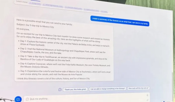 검색엔진 빙에서 챗봇을 사용한 장면. 출처=CNBC
