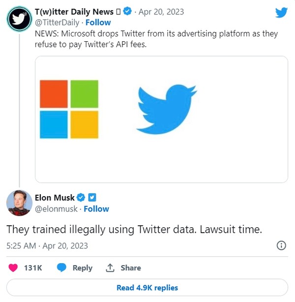 일론 머스크 트위터 CEO의 트윗.
