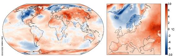 * 2023년 3월 지구촌 평균 기온. 최근 10년 래 최고 수준을 보인다. 사진=C3S