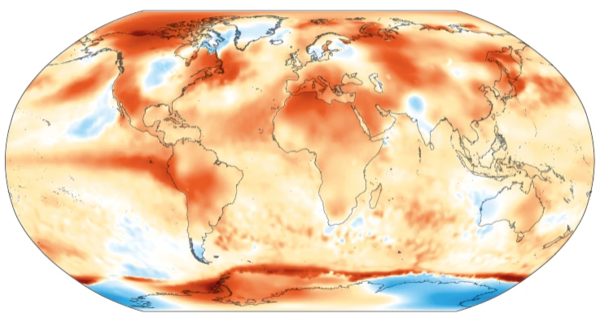  * 남북극을 포함해 전 세계가 고온에 시달린 7월의 온난화 현상. 그림=버클리어스