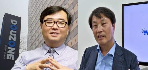  * 더존 김용우 회장(좌, 61년생)과 웹케시그룹 석창규 회장(우, 62년생). 경리회계 소프트웨어 시장에서 맞수 열전을 펼치고 있는 이들은 최근 물류디지털화 등에 발맞춰 기업 ERP에서 디지털트랜스포매이션(DX)으로 사업 영역을 점차 다각화해나가고 있다. 