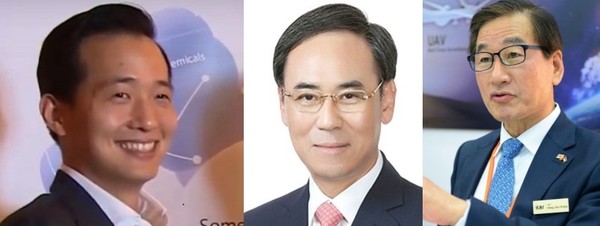  * K방산 주역들. 왼쪽부터 김동관 한화에어로스페이스, 이용배 현대로템, 강구영 한국항공우주 대표이사