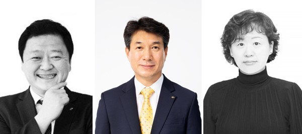 왼쪽부터 빈중일 KB캐피탈 대표이사 후보, 성채현 KB부동산신탁 대표이사 후보, 서혜자 KB저축은행 대표이사 후보.