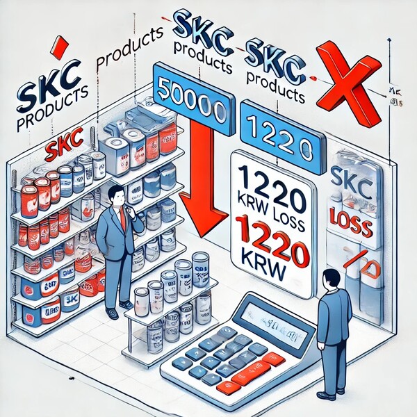  *SKC가 사업구조 재편이후 7분기 연속 적자 상황을 지속하고 있다. 2분기 매출 4727억원에 당기순손실 1153억원을 기록했다고 1일 공시했다. 이미지 : 챗GPT DALL-E 제작 