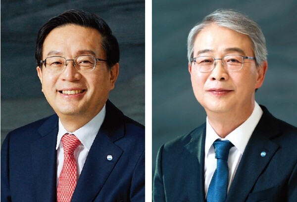 손태승 전 우리금융지주 회장(왼쪽)과 임종룡 현 우리금융지주 회장 [출처: 우리금융그룹]