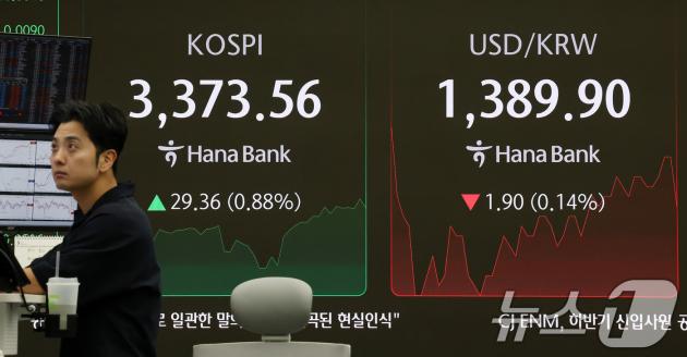 서울 중구 하나은행 본점 딜링룸. 2025.9.12/뉴스1 ⓒ News1 박세연 기자