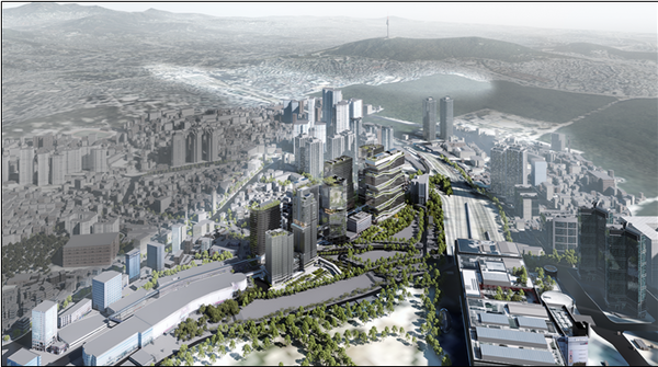 용산전자상가 일대 계획(안)을 중심으로 한 조감도(안) (사진=서울시)