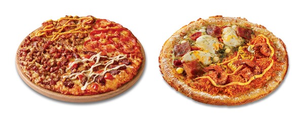 왼쪽부터 WOW미트피자, 하프앤하프피자. (사진=황태규 기자)