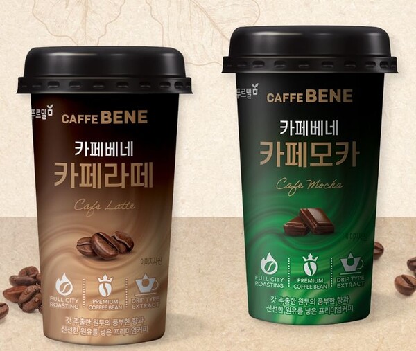 푸르밀 카페베네 카페라떼∙카페모카 이미지. (사진=푸르밀 홈페이지)