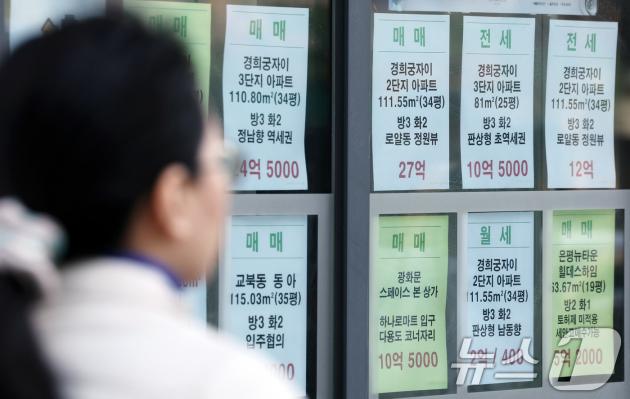 서울 시내 한 부동산에 월세·전세·매매 안내문들이 붙어있다. (자료사진) /뉴스1 ⓒ News1 이호윤 기자